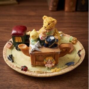 Flawed Gem! Boyds Bears & Friends Beary Blossoms Miniature Tea Set Figurine